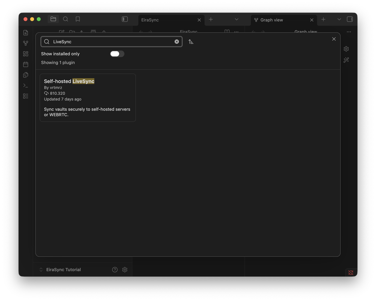 Self-hosted LiveSync in the plugin browser